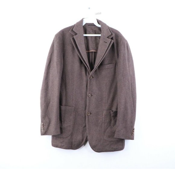 Phineas Cole 3 Button Silk Cashmere Double Vent Sport Coat Jacket Brown - Picture 1 of 10
